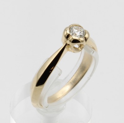 Image 26941254 - Ring mit Brillantsolitär, GG 585/000, Brill. ca. 0.25 ct Weiß/si, RW ca. 56 ...