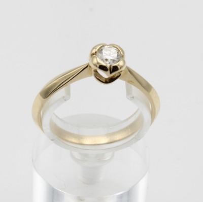 26941254a - Ring mit Brillantsolitär, GG 585/000, Brill. ca. 0.25 ct Weiß/si, RW ca. 56 ...
