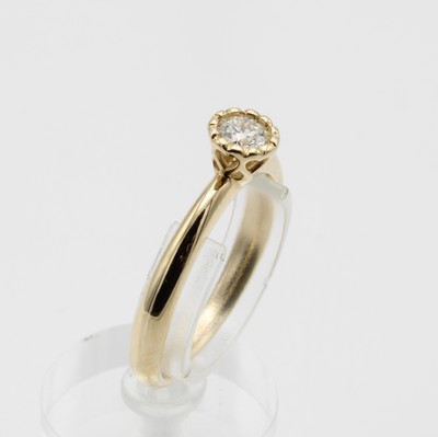 Image 26941256 - Ring mit Brillantsolitär, GG 585/000, Brill. ca. 0.28 ct Weiß/si, RW ca. 56 ...