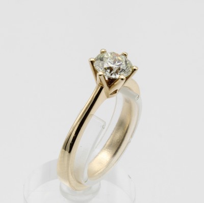 Image 26941257 - Ring mit Brillant, GG 585/000, Brill. in Krappenfassung ca. 1.0 ct get.Weiß/si mit ...