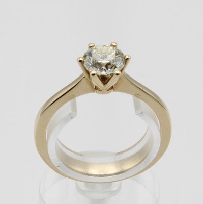 26941257a - Ring mit Brillant, GG 585/000, Brill. in Krappenfassung ca. 1.0 ct get.Weiß/si mit ...