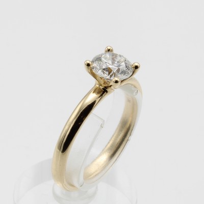 Image Ring mit Brillantsolitär, GG 585/000, Brill. ca. 1.00 ct Weiß/p1, RW ca. 55, mit DGM- ...