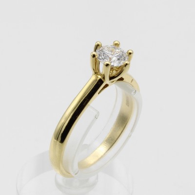 Image Ring mit Brillantsolitär, GG 750/000, Brill. in Krappenfassung 0.51 ct hochfeines ...