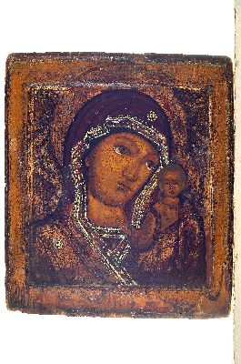 26941266k - Ikone, Russland, um 1830-40, Gottesmutter Maria mit Kind, Tempera auf Holz, vertieftes ...