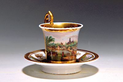 Image 26941708 - Seltene Biedermeiertasse mit Ansichten der Kurpfalz, Anfang 19. Jh., Tasse: ...