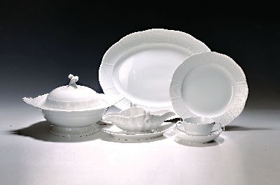 Image 26941740 - Tafelservice, Meissen, für 6 Personen, weiß, 6 Menueteller, 6 Dessertteller, ...