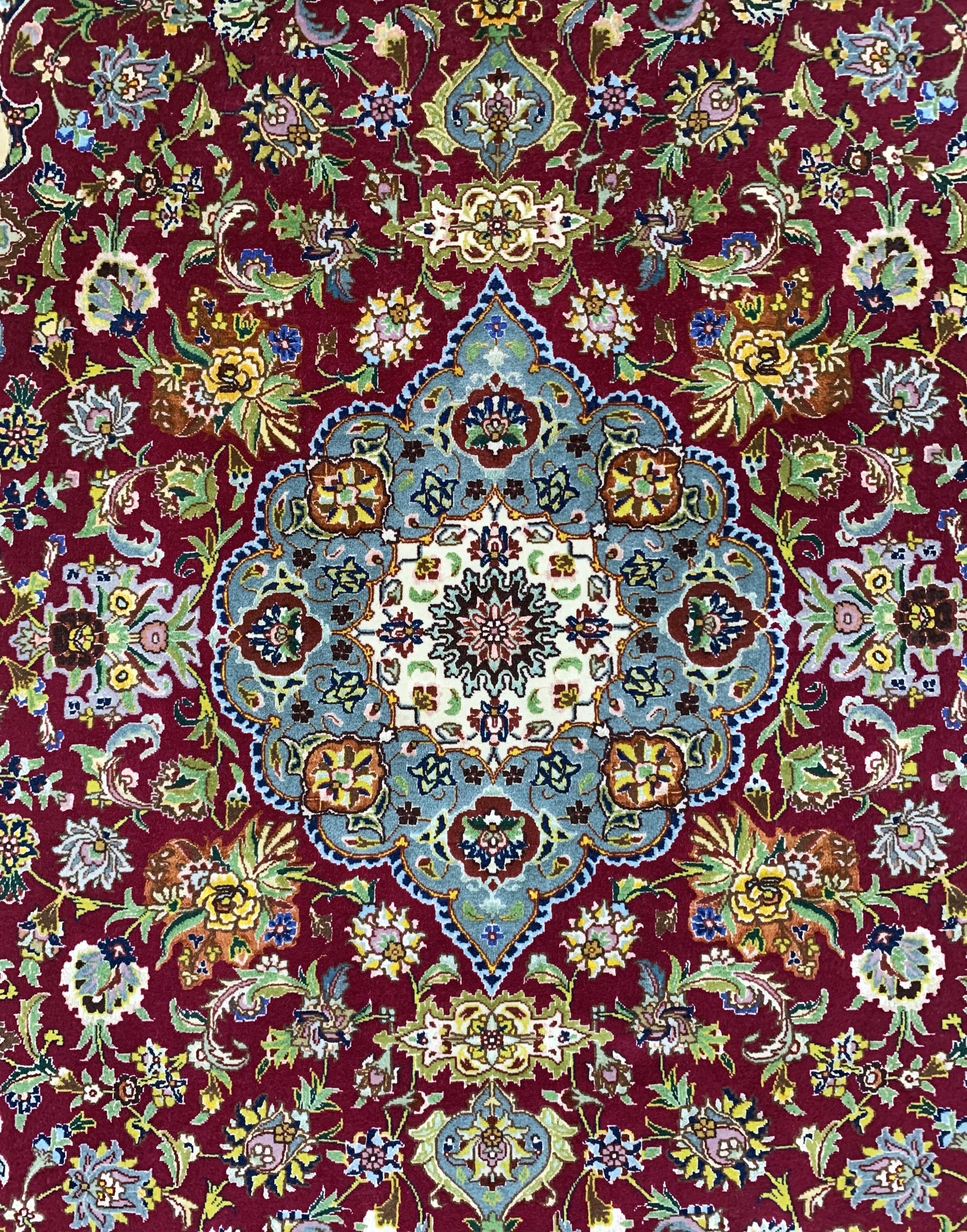 Detail b: Täbriz fein(60 Raj), Persien, Mitte 20.Jhd,Korkwolle mit und auf Seide, ca. 155 x 103 cm,ca. 800.000 Kn/qm, EHZ: 1-2