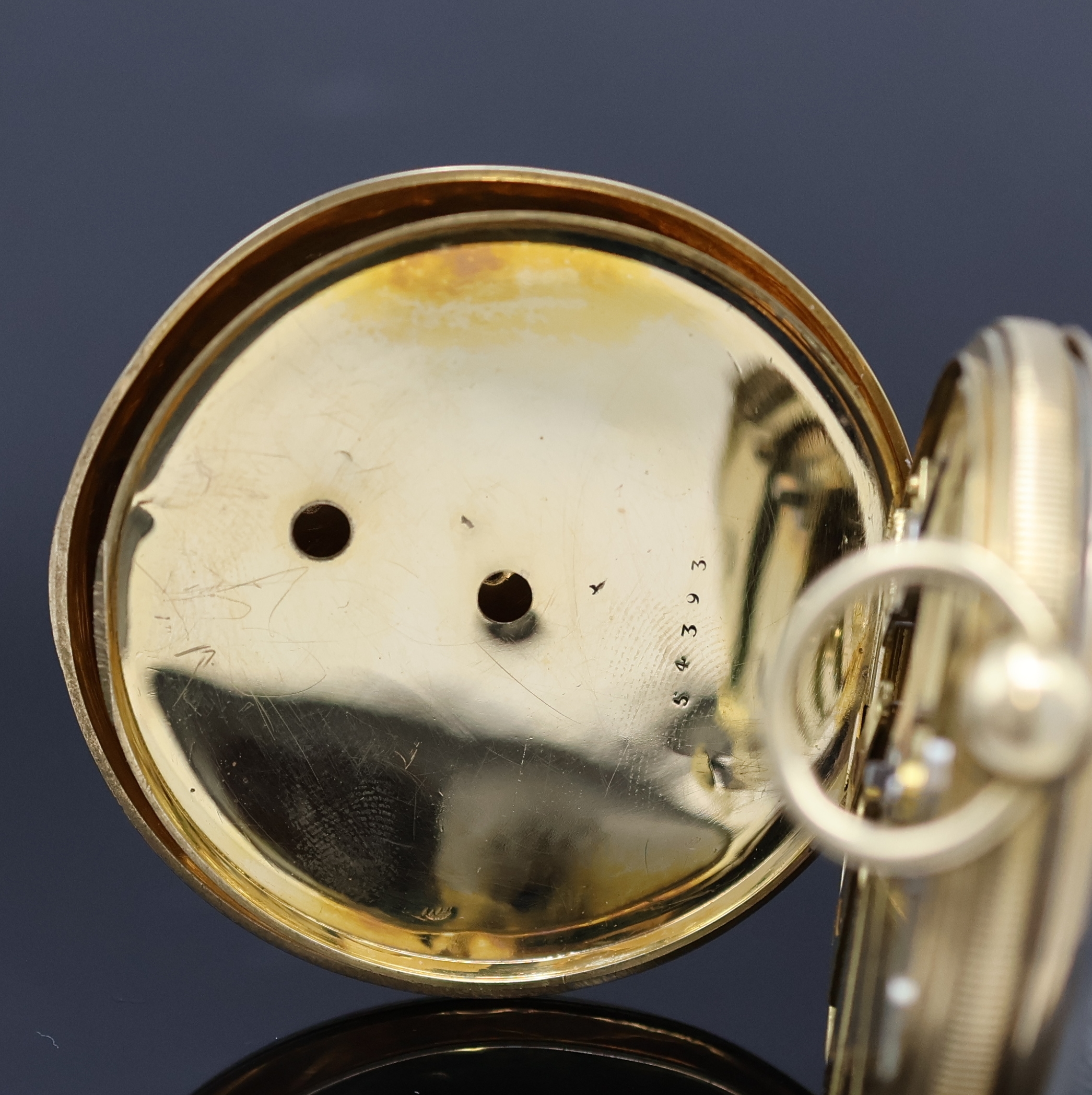 Detail d: VACHERON & CONSTANTIN offene Herrentaschenuhr in GG 750/000, Schweiz lt. Zertifikat um 1848, Geh. dell., Goldcuvette, Emailzifferbl. riss., röm. ...