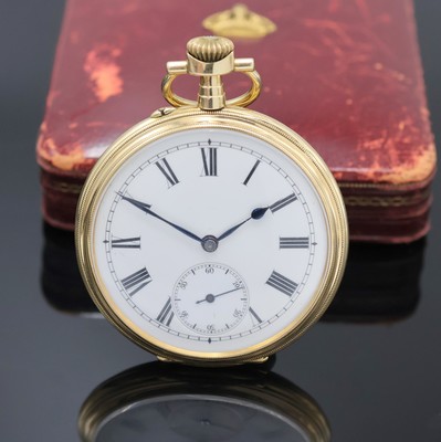 Image 26942026 - JULES C. BREITMEYER / G. W. Lindenroth offene Herrentaschenuhr in GG 750/000, ...