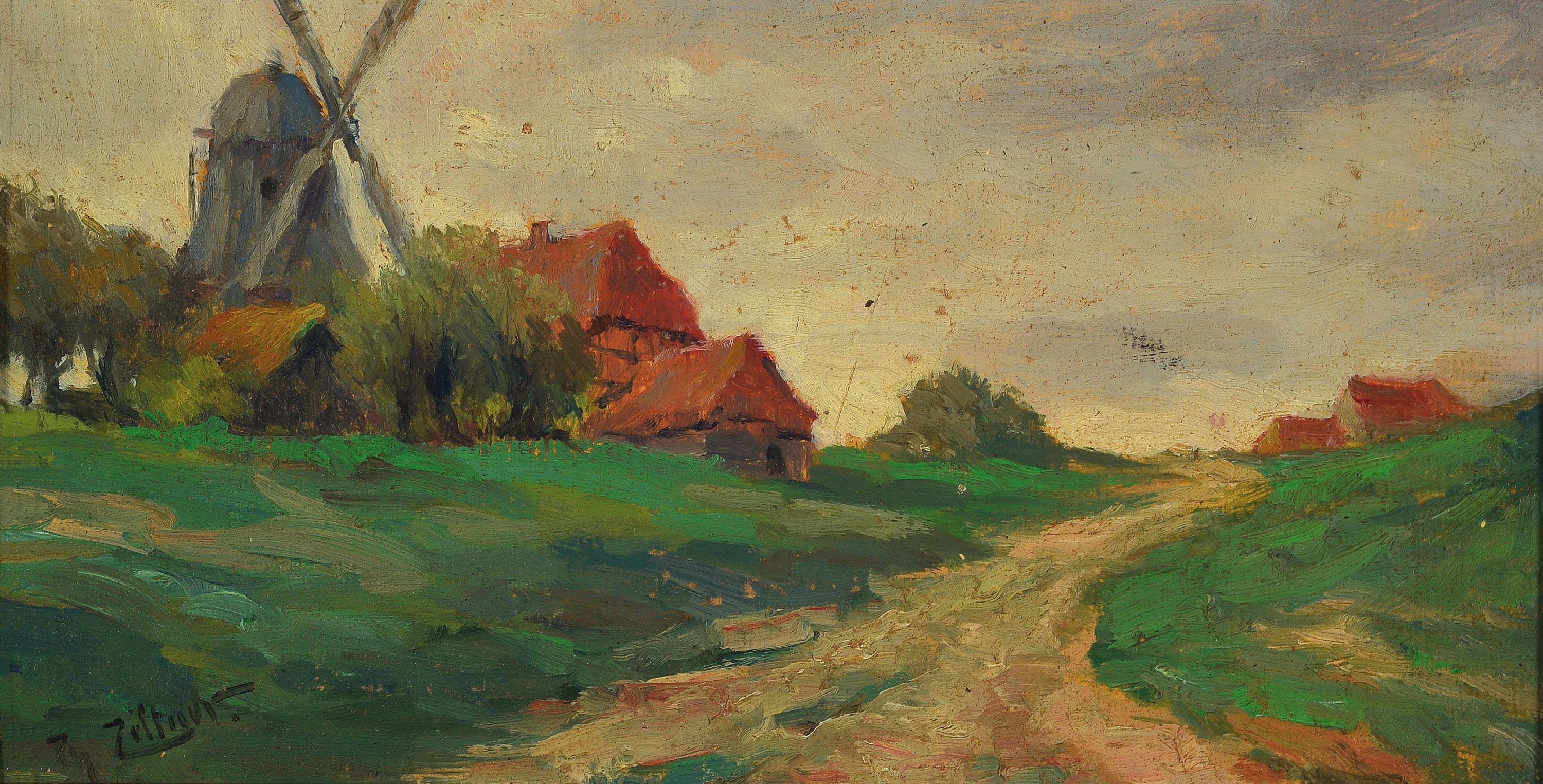 Detail a: Philipp Zeltner, 1865 Main - 1965, zwei Ölgemälde, 1x Sommerlandschaft mit Mühle, li. u. signiert, Öl/Pappe, ca. 15 x 27.5 cm, Rahmen ca. 20 x 33 ...