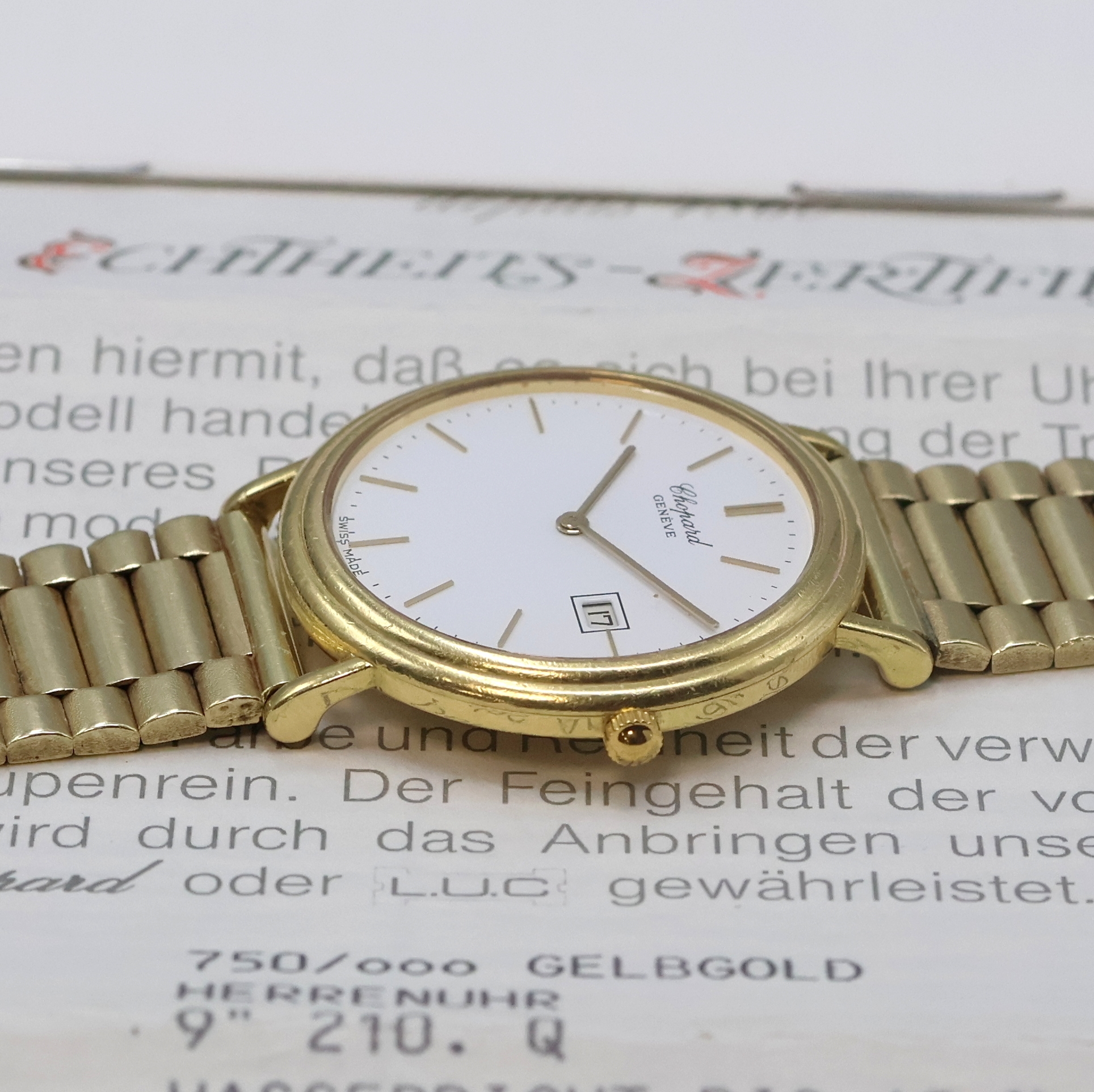 Detail c: CHOPARD Herrenarmbanduhr in GG 750/000 Referenz 16/1101 an GG 585/000 Band, quarz, 2-teil. Geh., Lünette gegen Boden 8-fach verschr., emailfarb. ...
