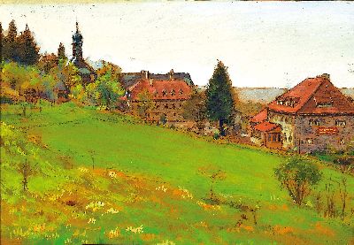 Image 26942325 - Peter Zirbes, Kloster Kreuzberg Rhön, Mischtechnik, Gouache/Tempera, re. unten bez. ...