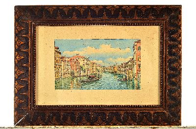 26942328k - Unleserlich signiert, Italien, um 1800, Ansicht von Venedig mit Gondeln, Aquarell, li. ...