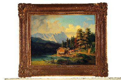 26942346k - Unbekannter Spätromantiker, um 1850/60, romantische Gebirgslandschaft mit ...