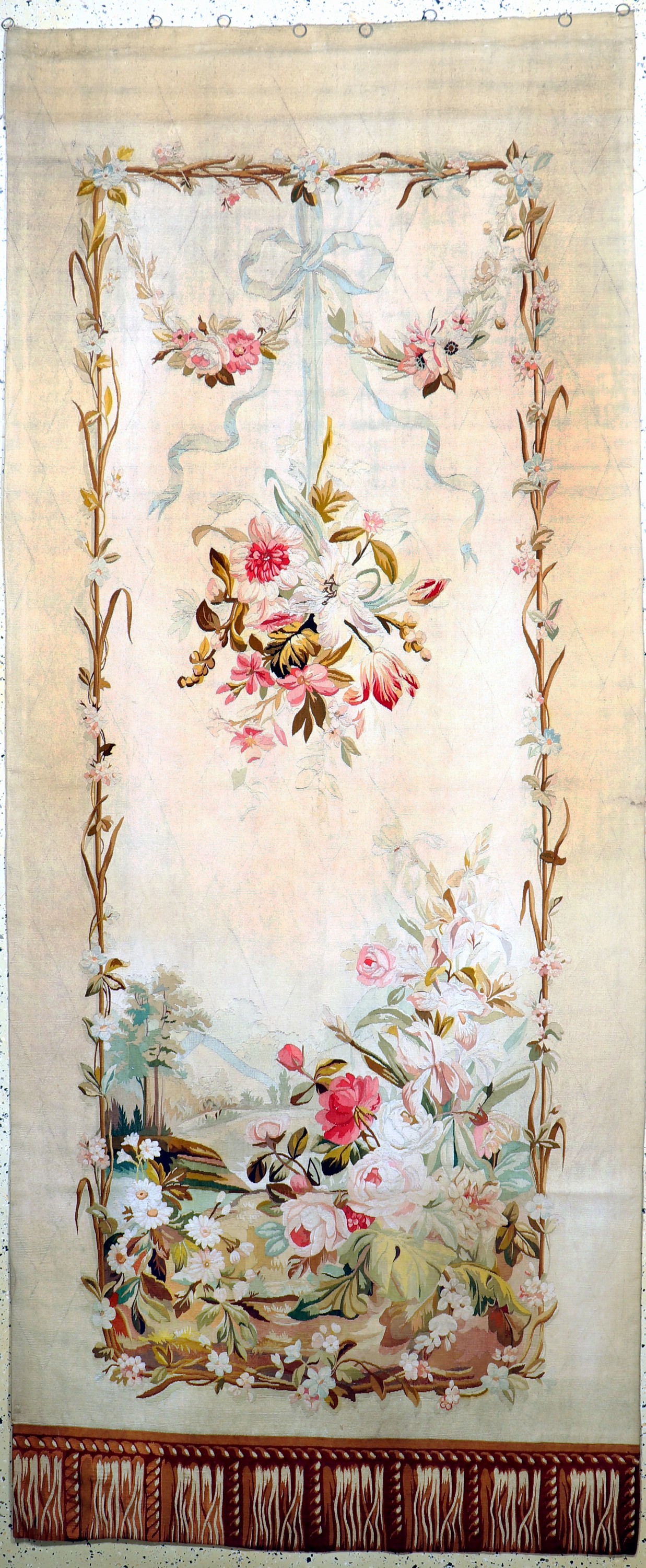 Tapisserie fein antik, Flandern, um 1900, Wolle auf Baumwolle, ca. 325 x 125 cm, Reinigungsbedürftig, EHZ: 2