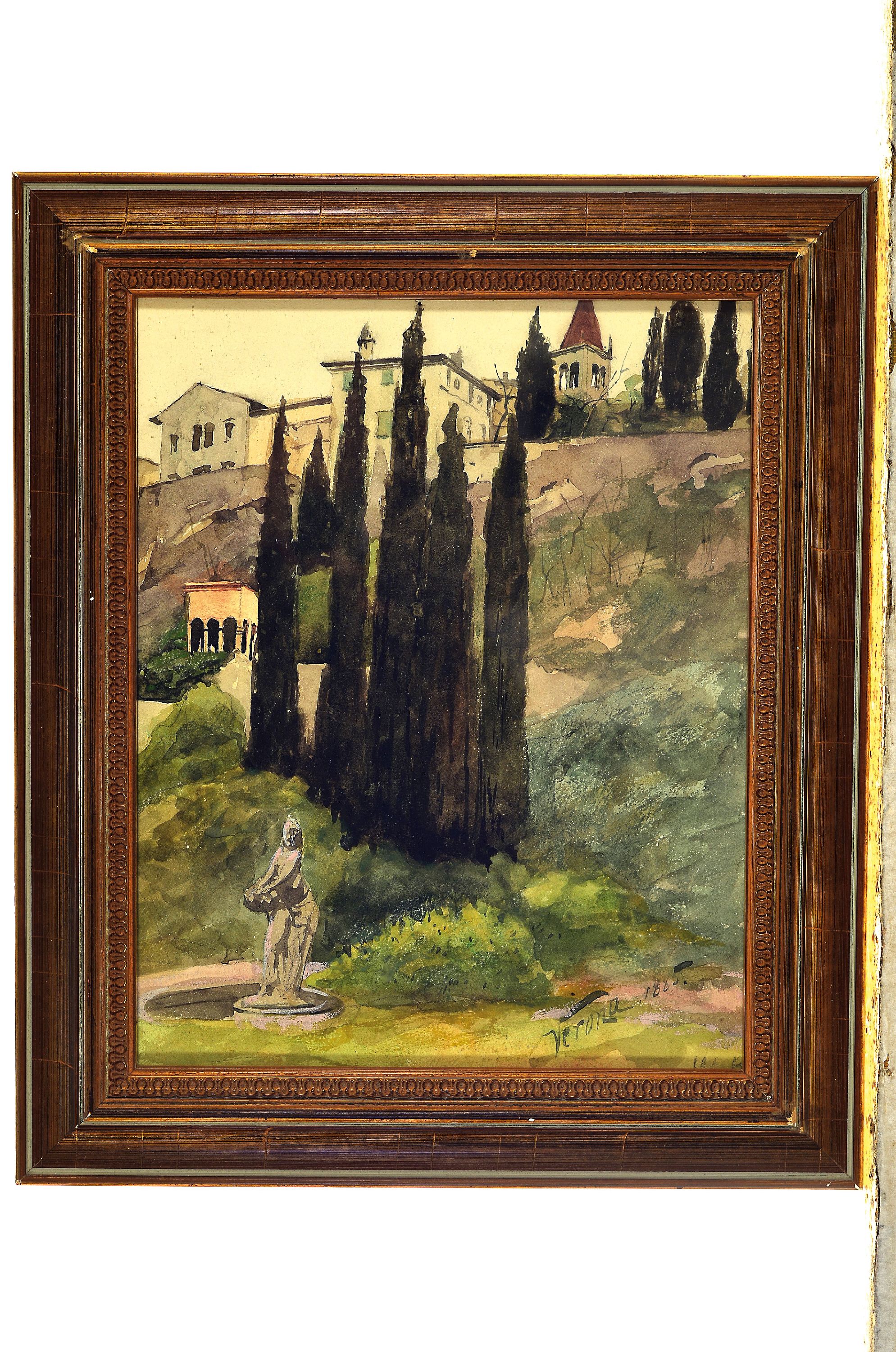 Detail k: Wilhelm Beckmann, 1852 Düsseldorf- 1942, "Verona", 1885, u. re. bezeichnet und dat. 1885, unter der Rahmung signiert, Aquarell/Papier, ca. ...