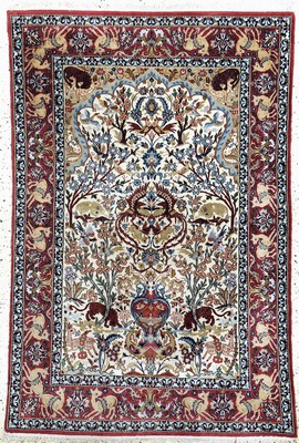 Image Esfahan fein, Persien, Mitte 20.Jhd, Korkwolle mit und auf Seide, ca. 165 x 110 ...