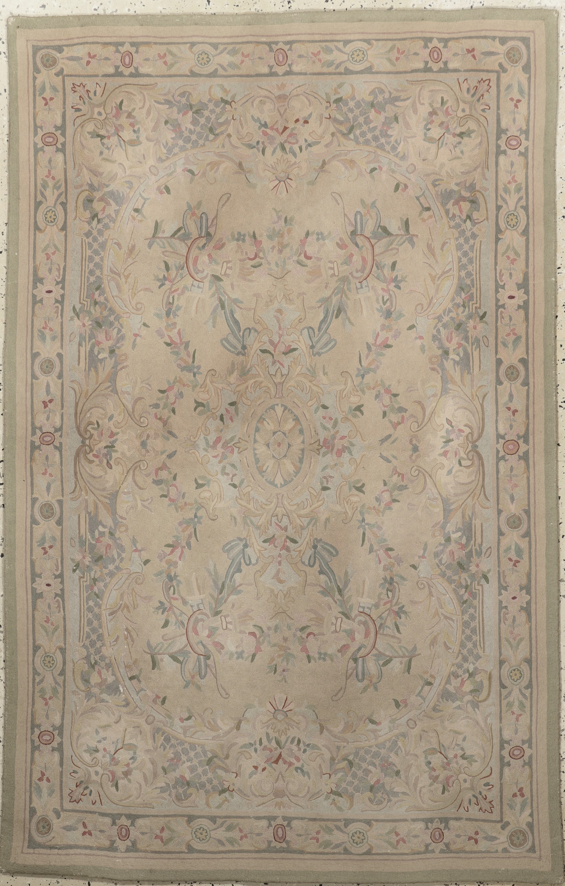 Stickerei, Europa, Mitte 20.Jhd, Wolle bestickt auf Baumwolle, ca. 182 x 117 cm, EHZ:2