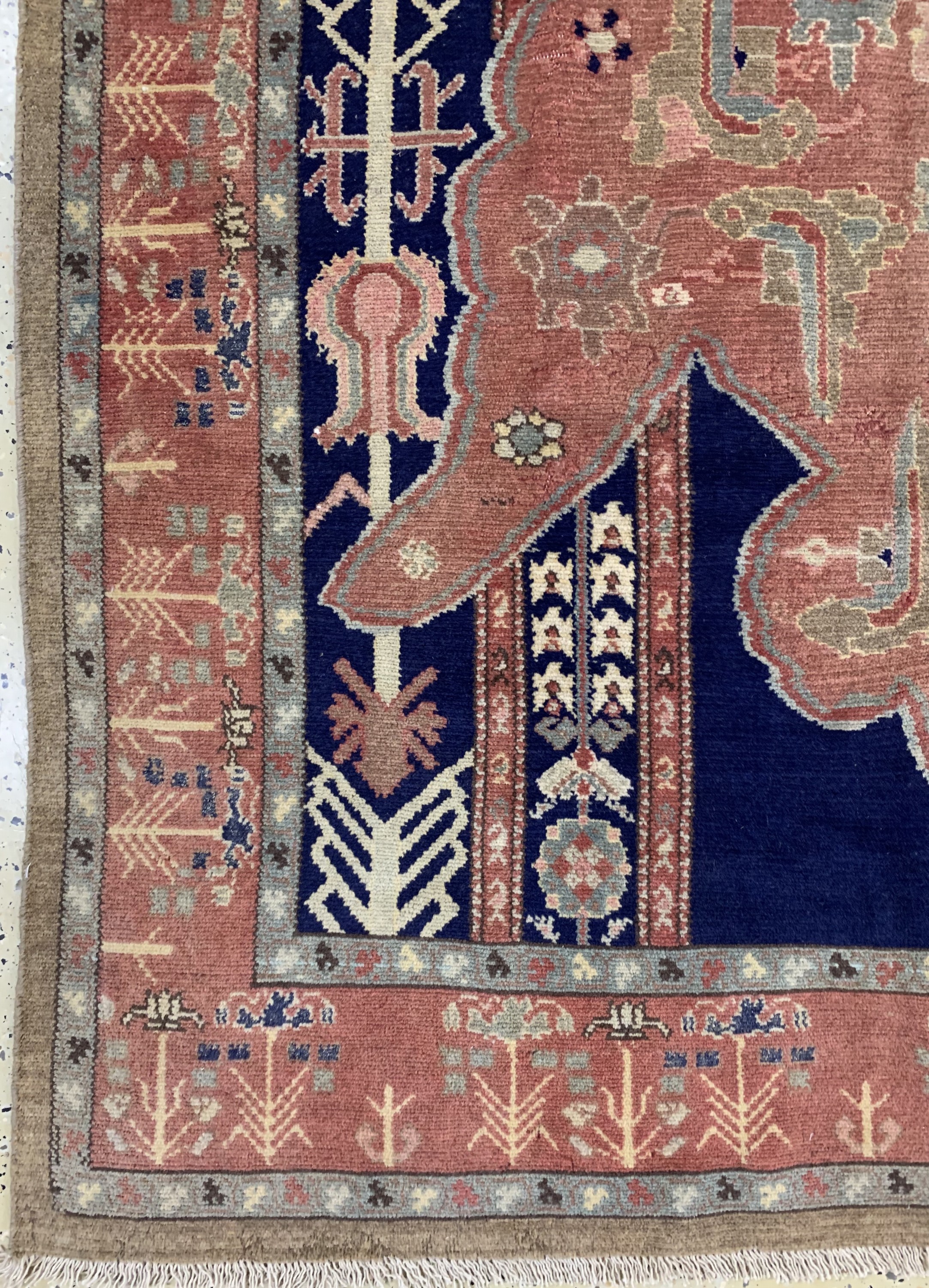Detail b: Malayer, Persien, datiert 1382(1961), Wolle auf Baumwolle, ca. 255 x 180 cm, Mottenfraß, EHZ: 2