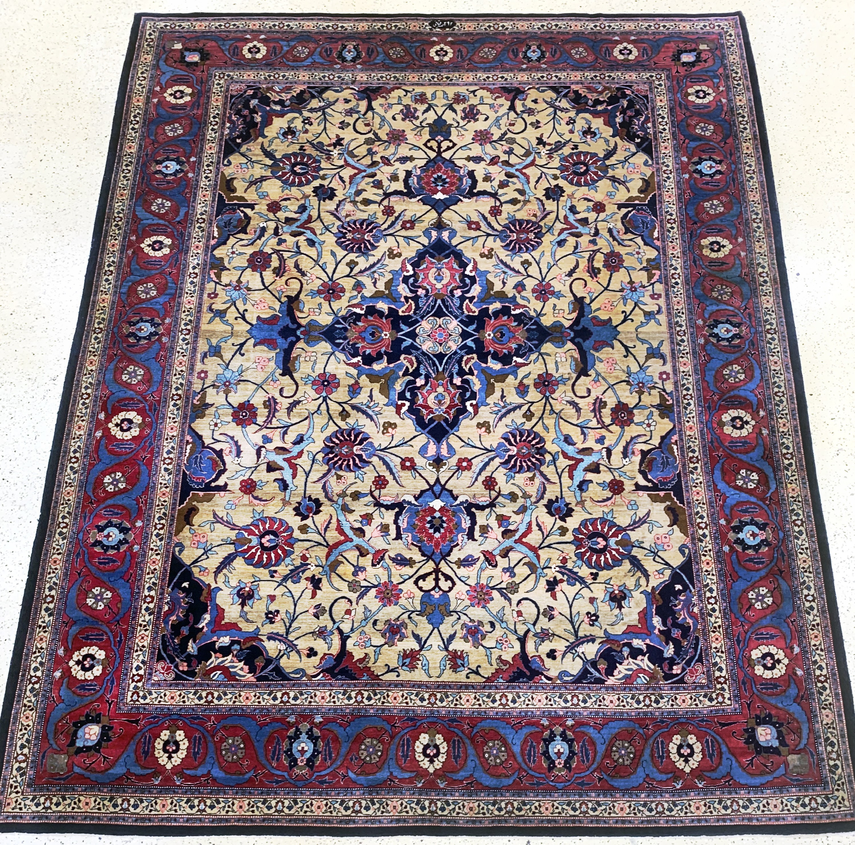 Täbriz antik Persien, signiert"Sadaghiani",ca. Um 1900 Jahre, Wolle auf Baumwolle, ca. 420 x 335 cm, EHZ: 3