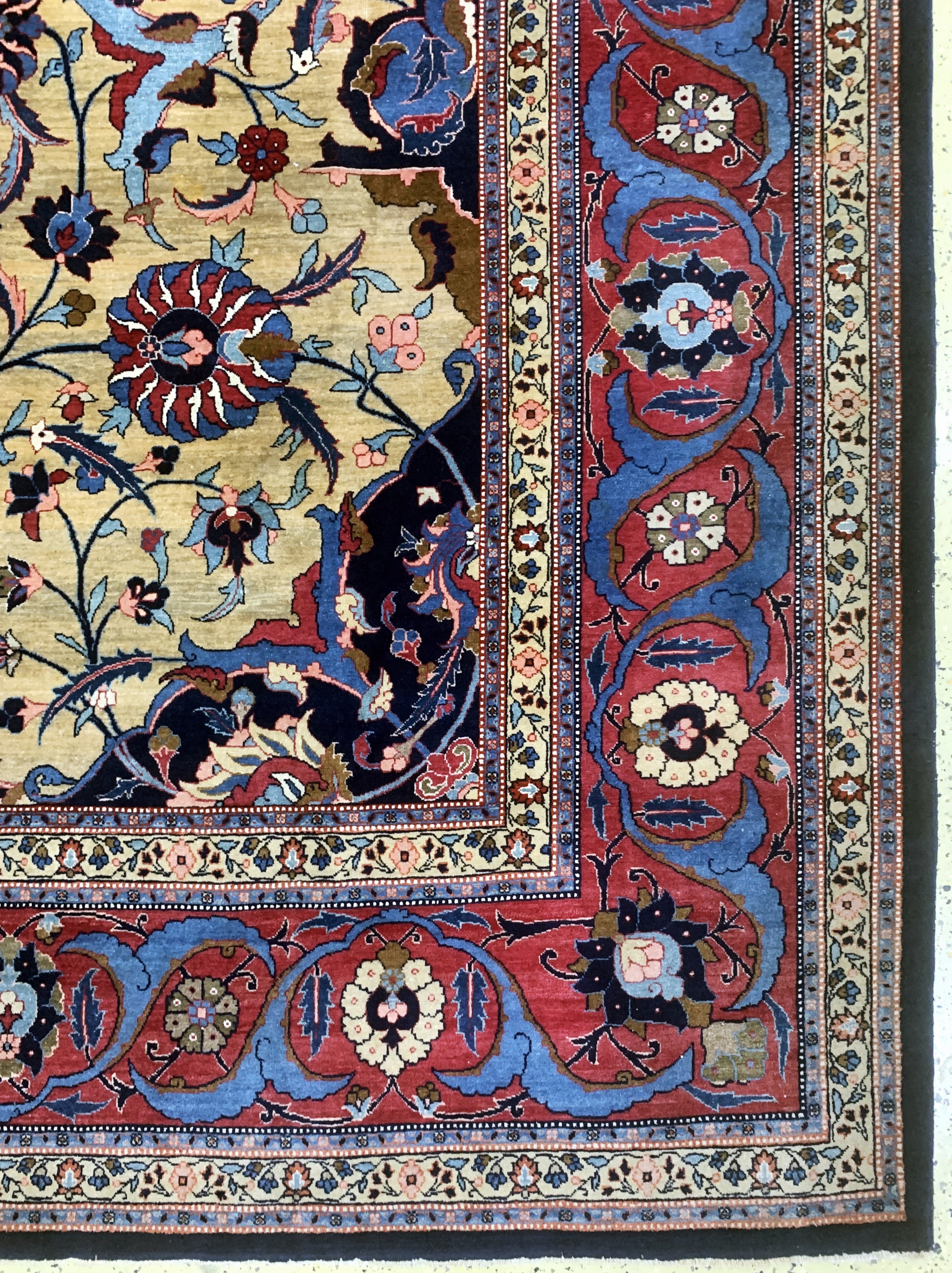 Detail a: Täbriz antik Persien, signiert"Sadaghiani",ca. Um 1900 Jahre, Wolle auf Baumwolle, ca. 420 x 335 cm, EHZ: 3