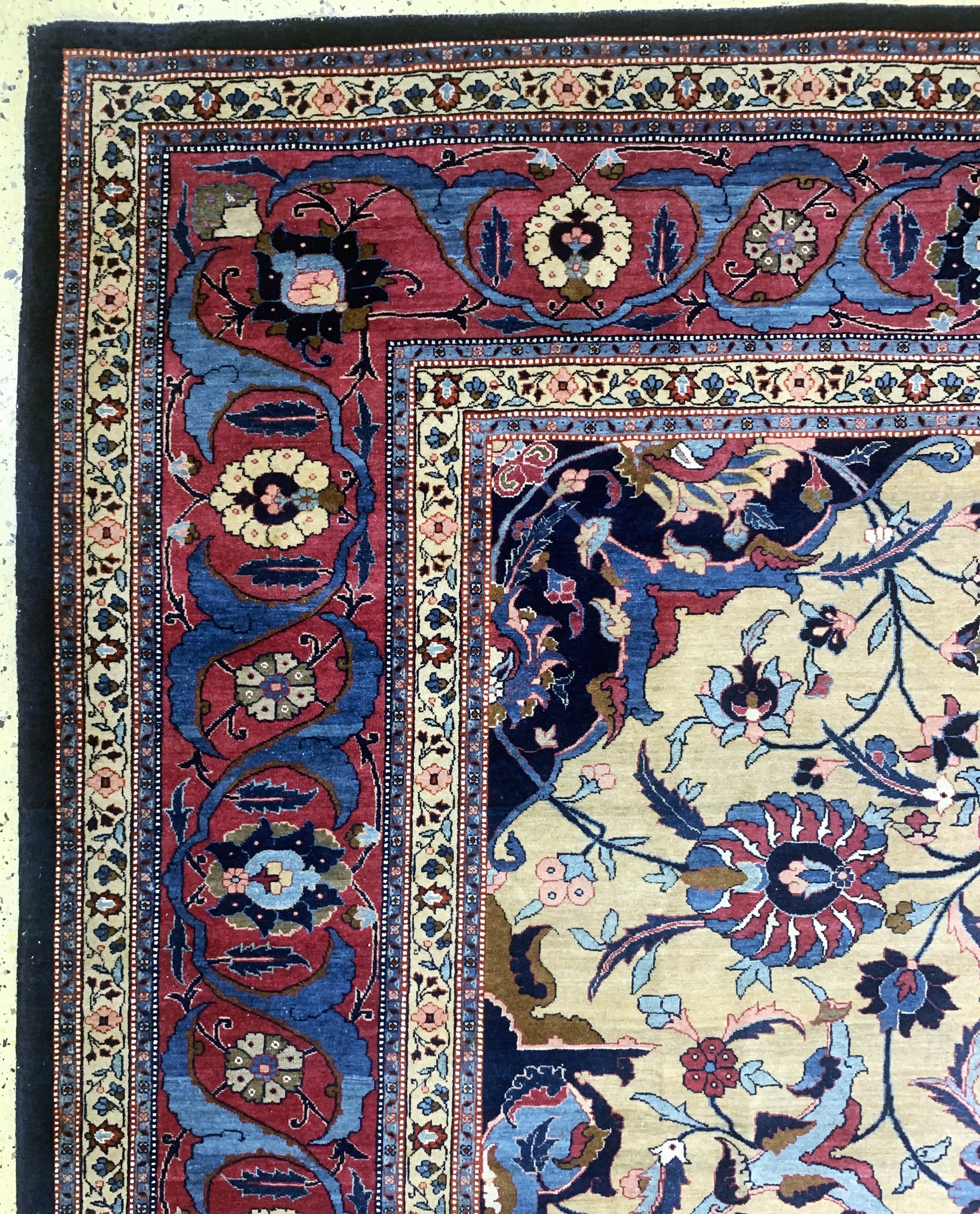 Detail e: Täbriz antik Persien, signiert"Sadaghiani",ca. Um 1900 Jahre, Wolle auf Baumwolle, ca. 420 x 335 cm, EHZ: 3