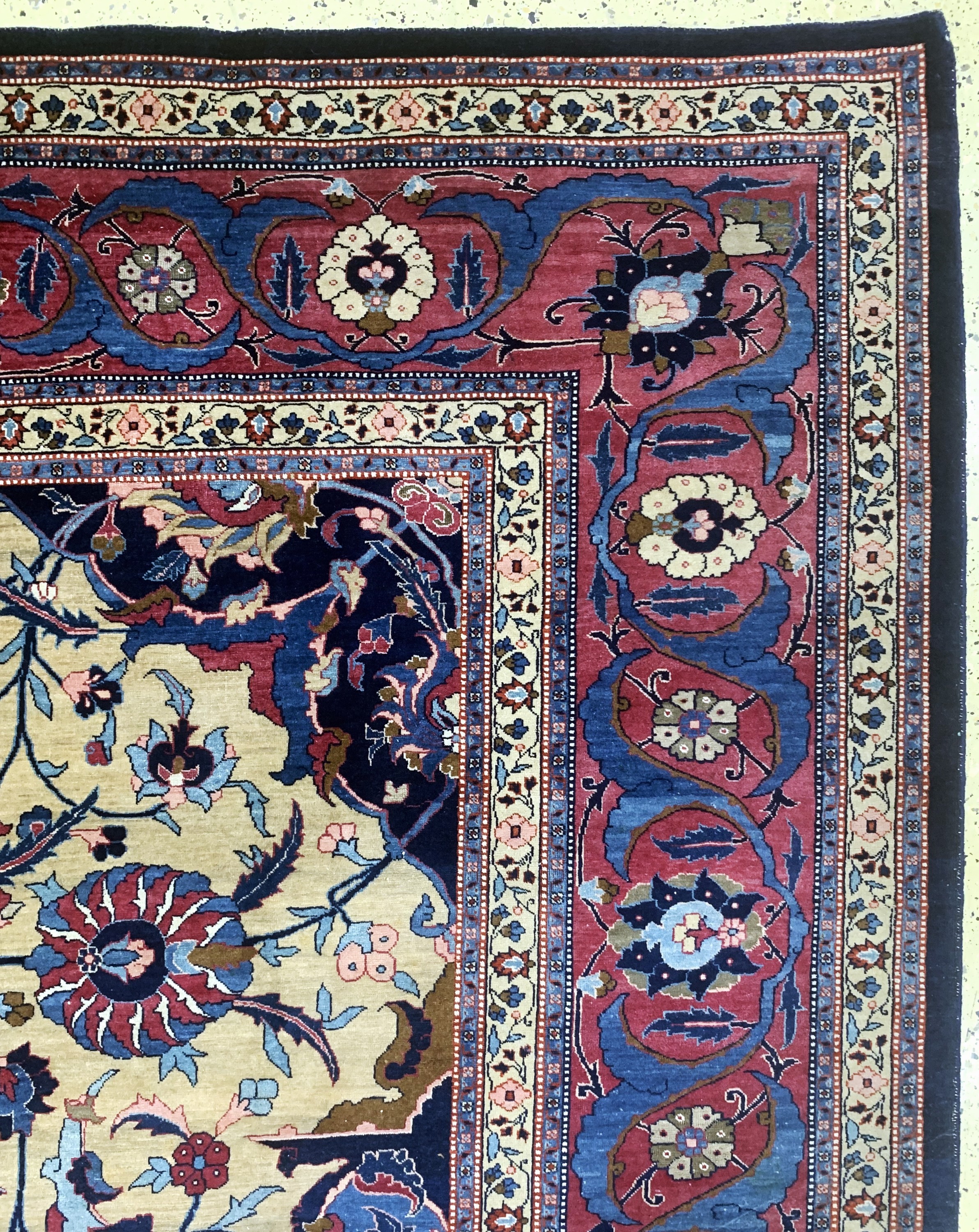 Detail g: Täbriz antik Persien, signiert"Sadaghiani",ca. Um 1900 Jahre, Wolle auf Baumwolle, ca. 420 x 335 cm, EHZ: 3