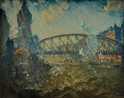 Image 26942533 - Ulrich Hübner, 1872 - 1932 Potsdam, Hamburger Hafen mit Schleppern, gekonnte ...