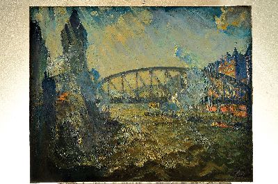 26942533k - Ulrich Hübner, 1872 - 1932 Potsdam, Hamburger Hafen mit Schleppern, gekonnte ...