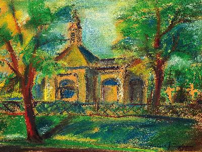 Image 26942889 - Michael Jungheim, Pastell/Kreide auf Papier, Friedhof, wohl in Düsseldorf, re. ...