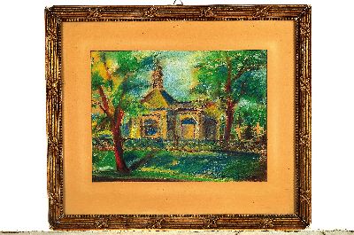 26942889k - Michael Jungheim, Pastell/Kreide auf Papier, Friedhof, wohl in Düsseldorf, re. ...