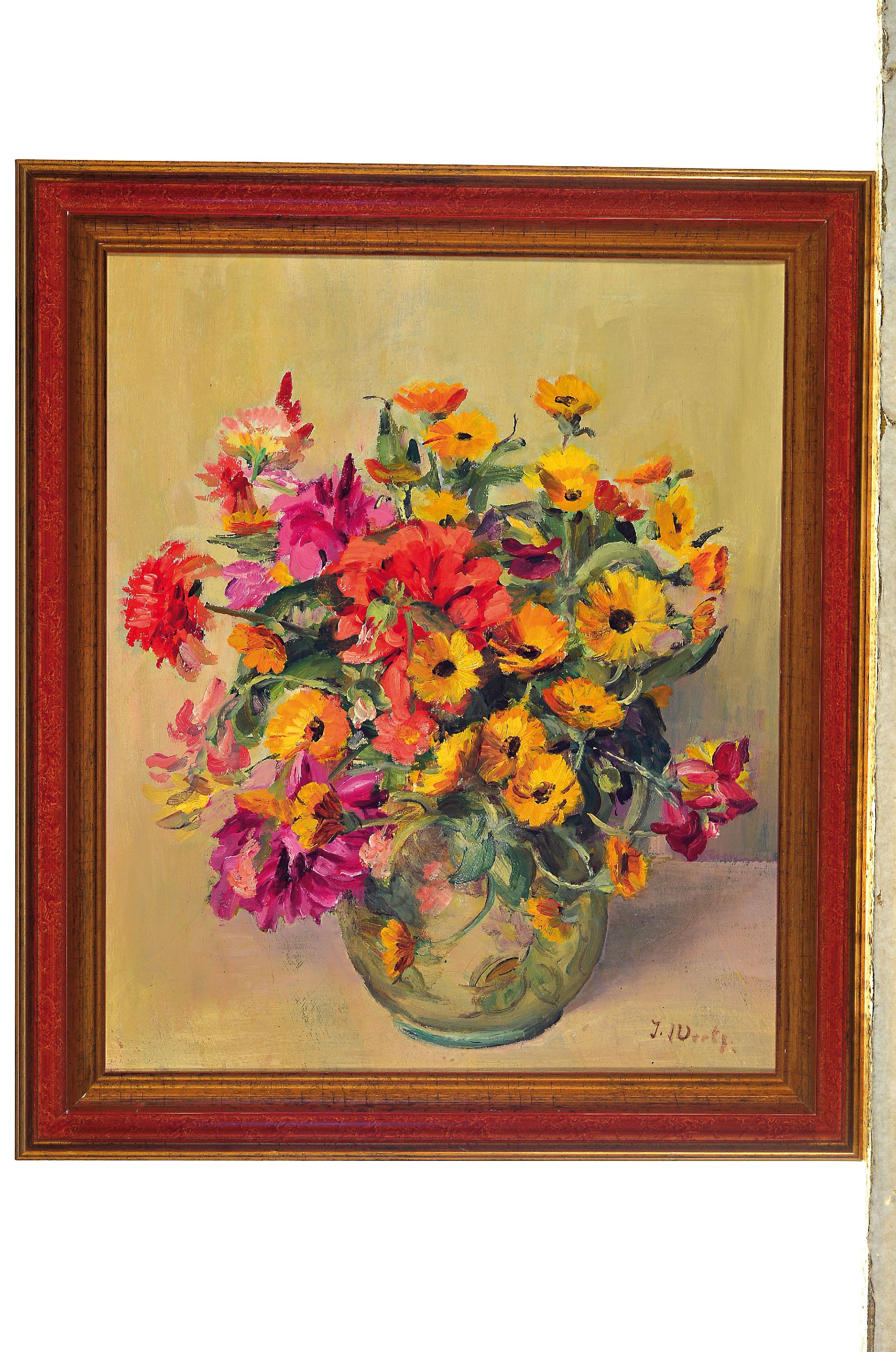 Detail k: Julie Wertz,Blumenstillleben, Öl/Lwd., re. u. signiert,ca. 41 x 34 cm, Rahmen