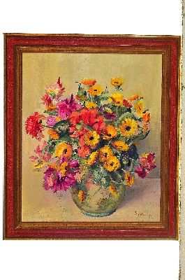 26942903k - Julie Wertz,Blumenstillleben, Öl/Lwd., re. u. signiert,ca. 41 x 34 cm, Rahmen
