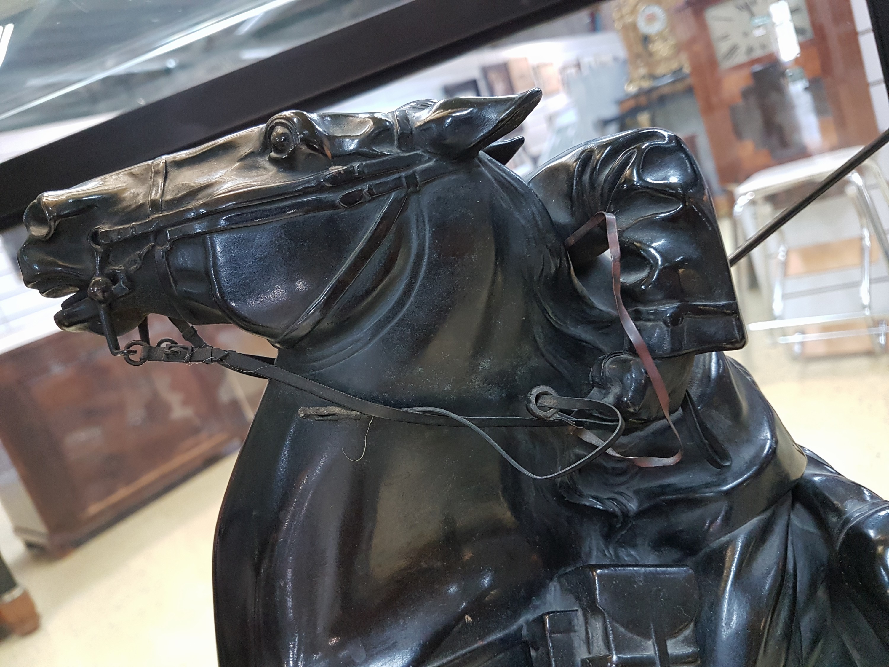 Detail i: Ludwig Habich, 1872 Darmstadt-1949 Jugenheim, Berittener Ulan aus dem Ulanenregiment König Karl 1. Württemb. Regiment Nr. 19, Bronzeguß, sign., ...