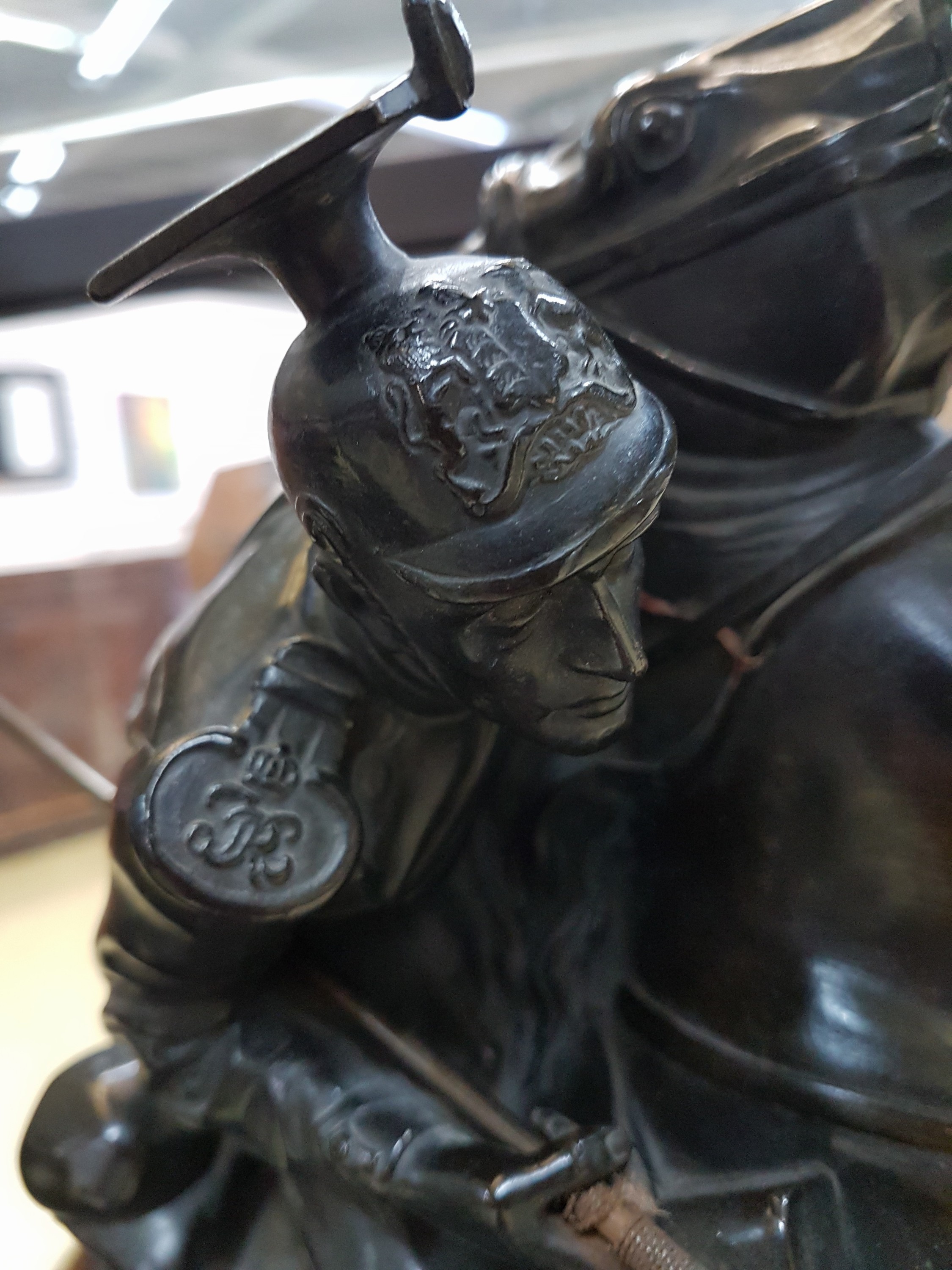 Detail k: Ludwig Habich, 1872 Darmstadt-1949 Jugenheim, Berittener Ulan aus dem Ulanenregiment König Karl 1. Württemb. Regiment Nr. 19, Bronzeguß, sign., ...