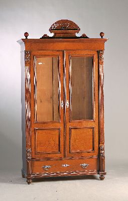 Image 26943342 - Bücherschrank/Vitrine, Gründerzeit, um 1880/90, Nussbaumfurnier, z.T. ...