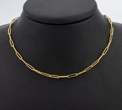 Image 18 kt Gold Collier, GG 750/000 gepr., wohl Frankreich, länglich ovale Glieder, L. ...