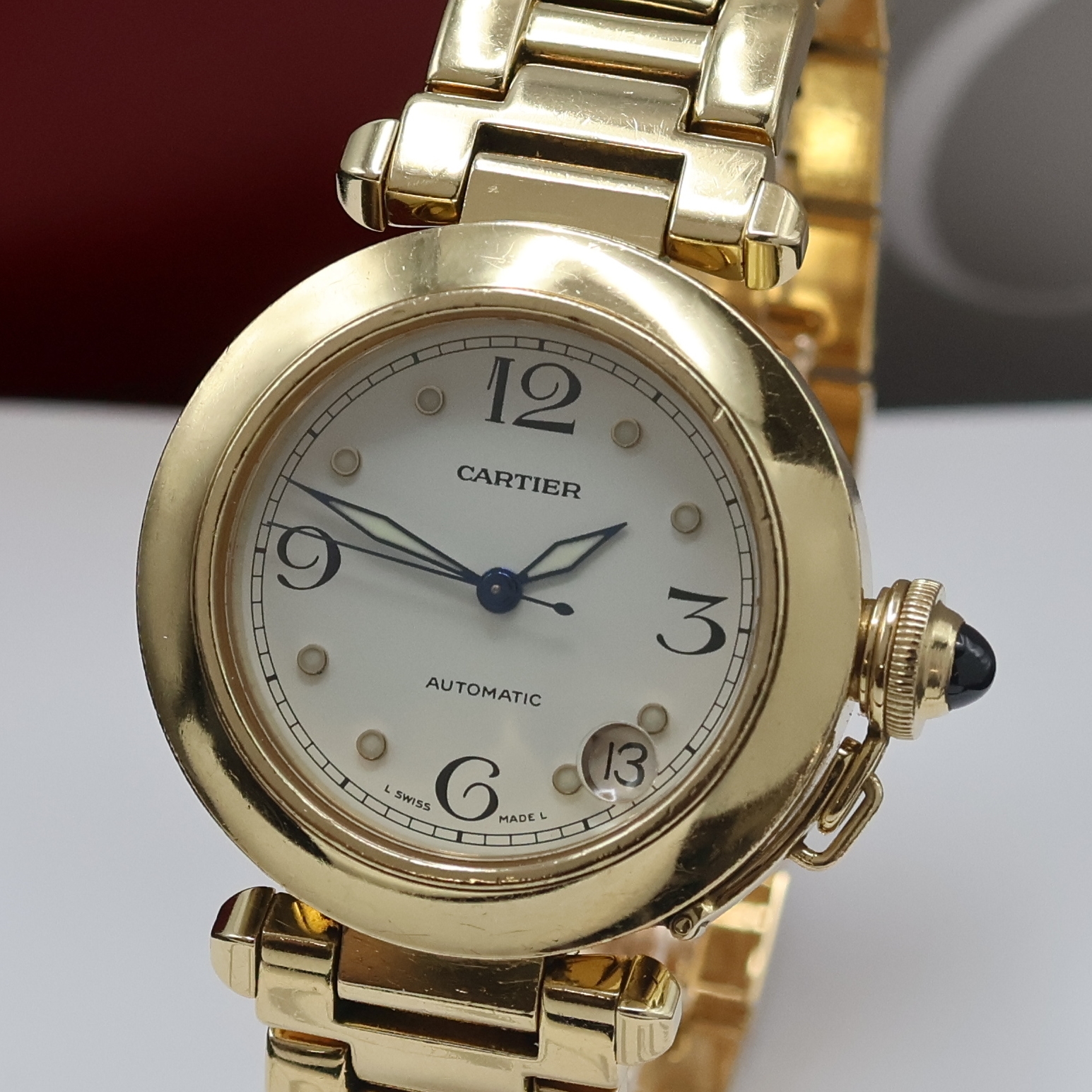 Detail a: CARTIER Pasha C Armbanduhr in GG 750/000 Referenz W3013456 / 1035, Automatik, massives Goldgeh. inkl. orig. Gliederband m. dopp. Faltschl., zus. ...