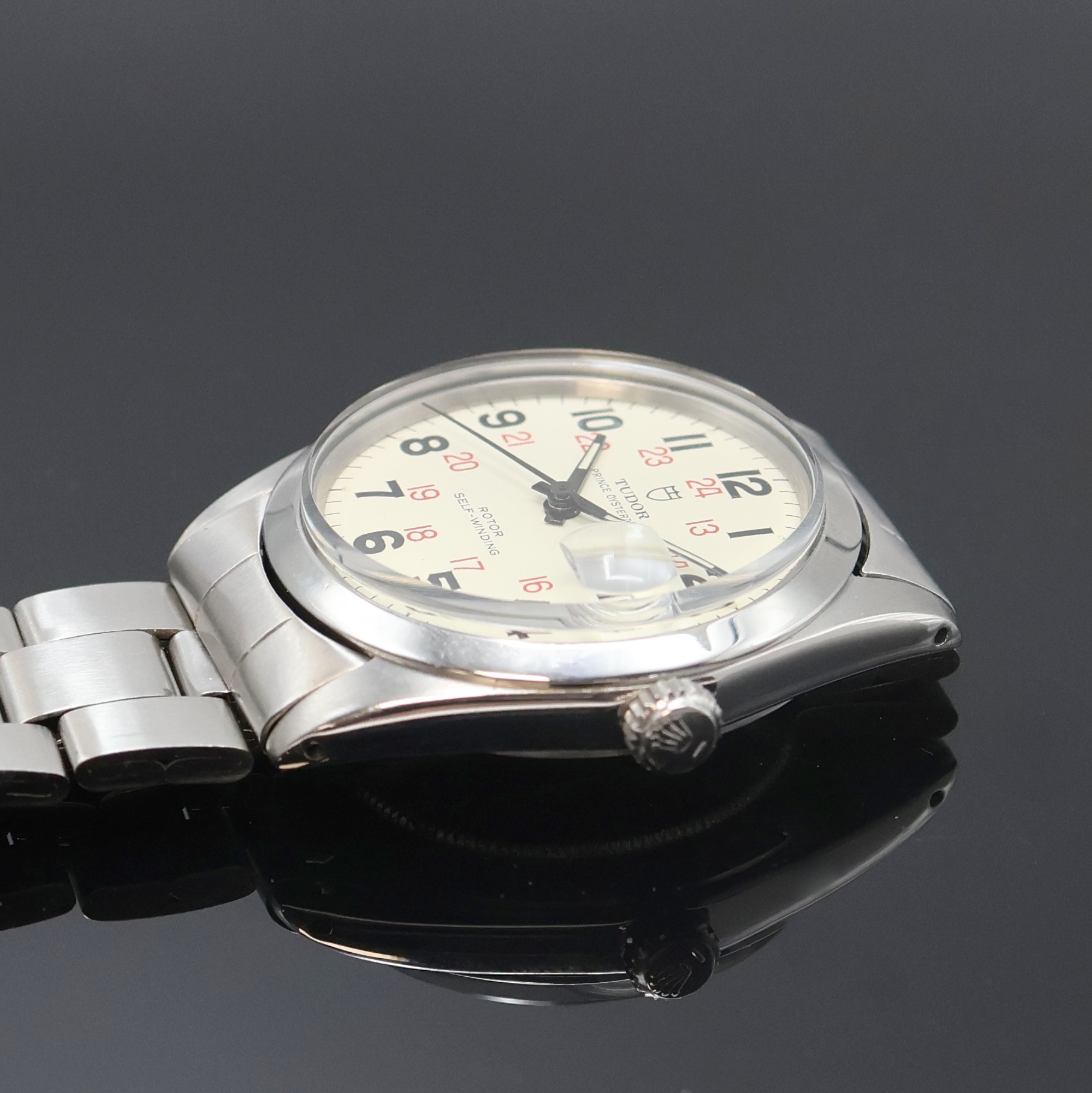 Detail c: TUDOR Herrenarmbanduhr Prince Oysterdate Referenz 9050/0, Automatik, Schweiz um 1977,im orig. Rolex Edelstahlgeh. inkl. orig. gefaltetem Rolex ...