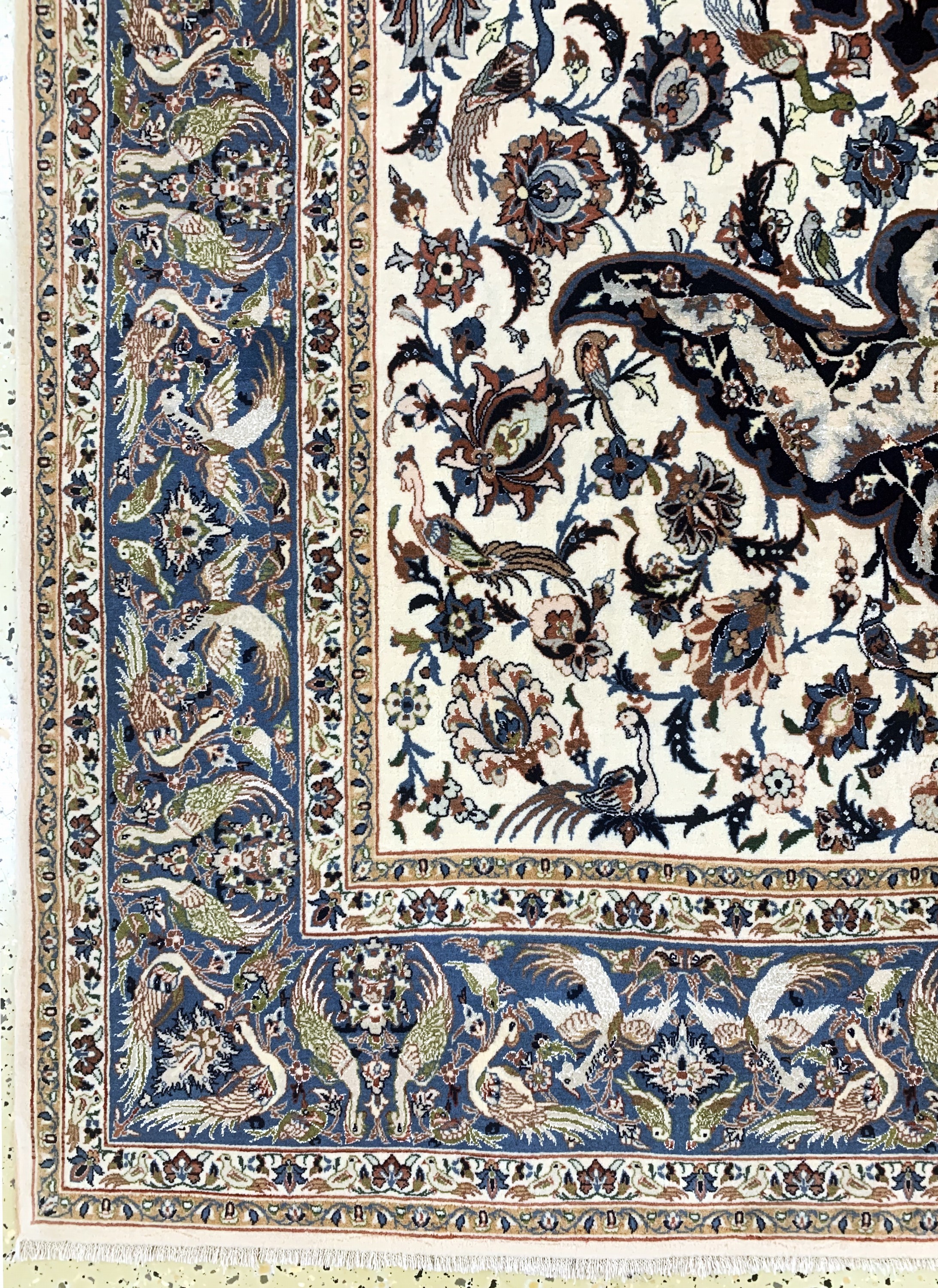 Detail b: Esfahan fein, Persien, Anfang 20.Jhd, Korkwolle mit und auf Seide, ca. 243 x 155 cm,ca. 1,0 Mio. Kn/qm, EHZ: 1-2.