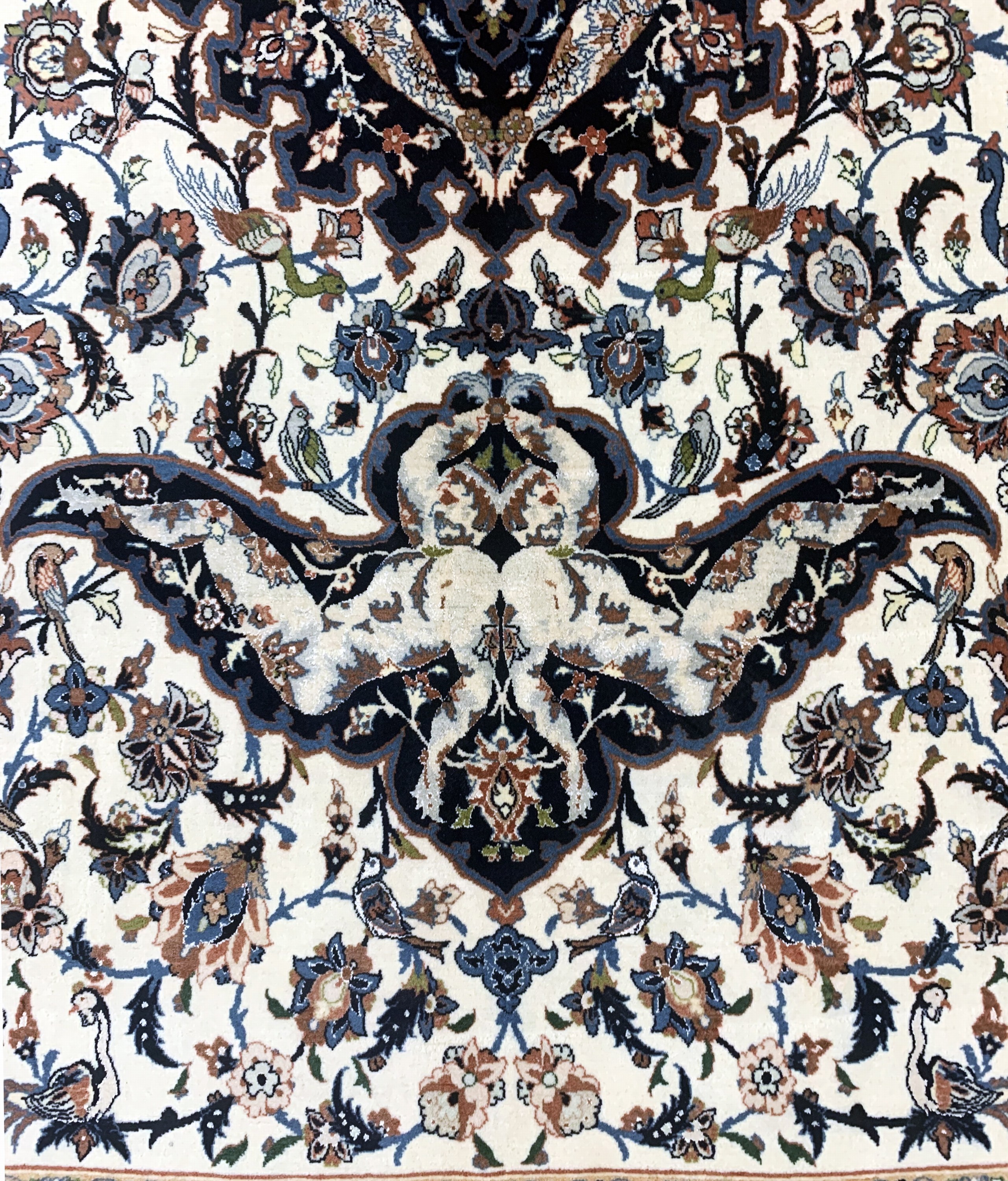 Detail g: Esfahan fein, Persien, Anfang 20.Jhd, Korkwolle mit und auf Seide, ca. 243 x 155 cm,ca. 1,0 Mio. Kn/qm, EHZ: 1-2.