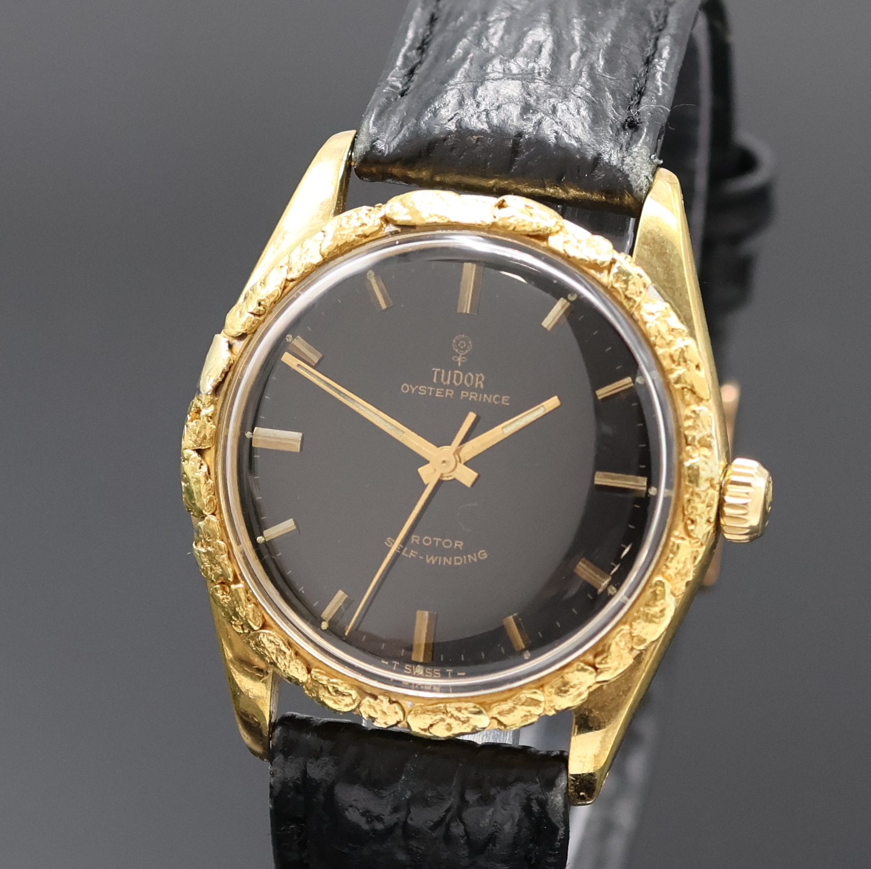 Detail a: TUDOR Armbanduhr Oyster Prince Rose, Automatik, Schweiz 1960er Jahre, verg. Geh., Edelstahlboden und Rolex-Krone verschr., Lünette nachtr. mit Gold ...