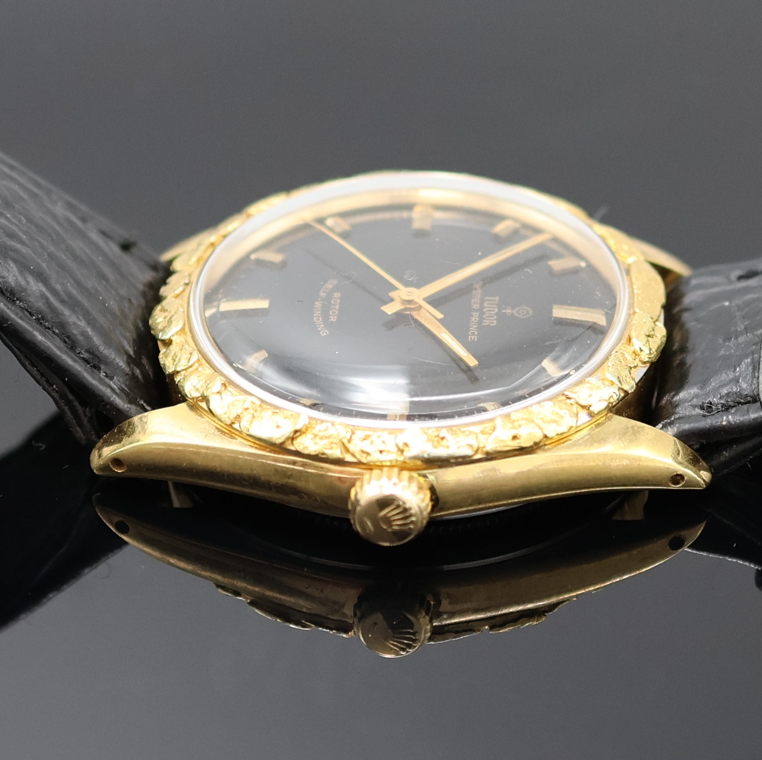 Detail c: TUDOR Armbanduhr Oyster Prince Rose, Automatik, Schweiz 1960er Jahre, verg. Geh., Edelstahlboden und Rolex-Krone verschr., Lünette nachtr. mit Gold ...