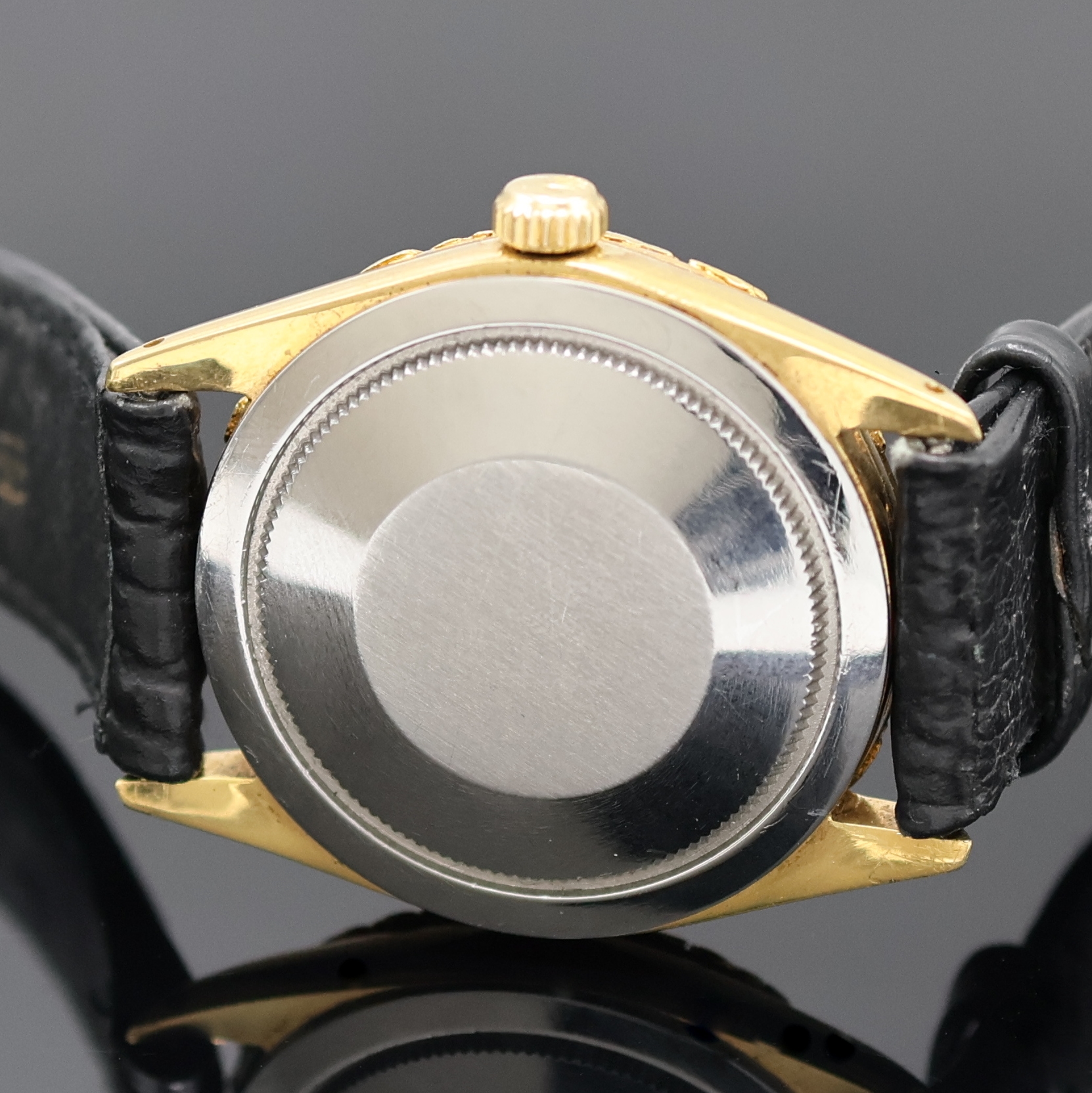 Detail d: TUDOR Armbanduhr Oyster Prince Rose, Automatik, Schweiz 1960er Jahre, verg. Geh., Edelstahlboden und Rolex-Krone verschr., Lünette nachtr. mit Gold ...