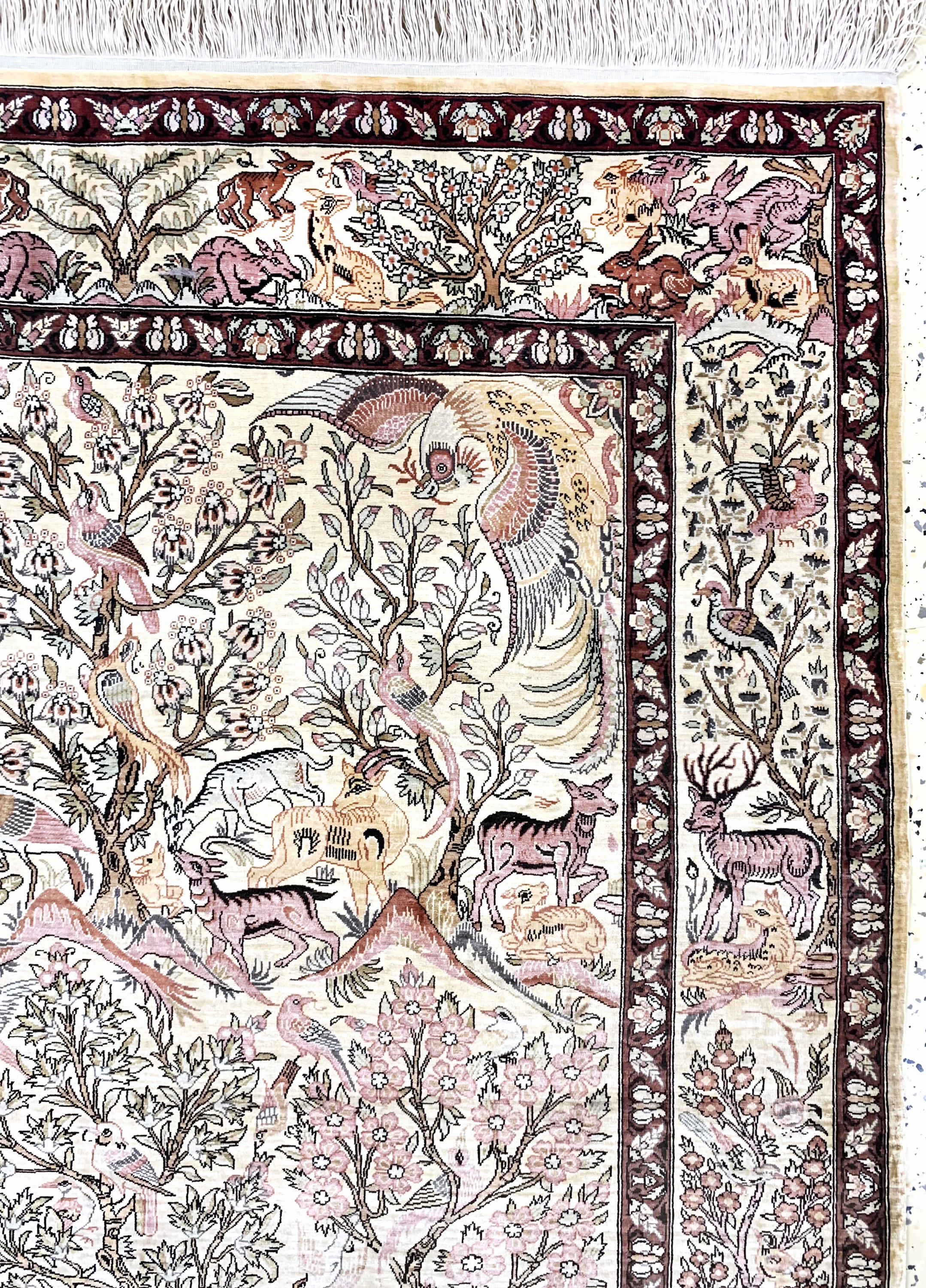 Detail d: Hereke Seide fein signiert, Türkei, Mitte 20.Jhd, reine Naturseide, ca. 140 x 102 cm, ca. 1,0 Mio. Kn/qm, EHZ: 1-2