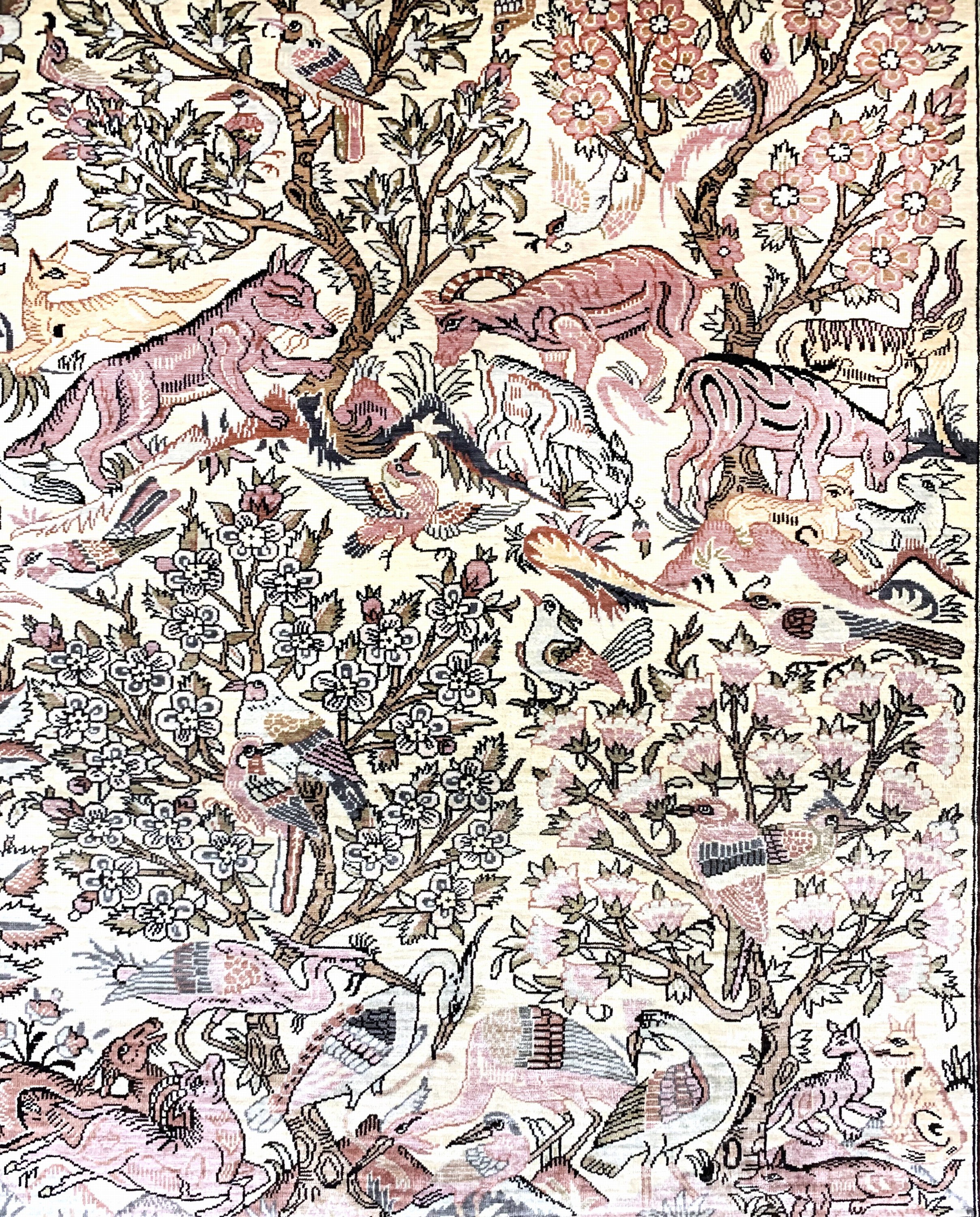 Detail e: Hereke Seide fein signiert, Türkei, Mitte 20.Jhd, reine Naturseide, ca. 140 x 102 cm, ca. 1,0 Mio. Kn/qm, EHZ: 1-2