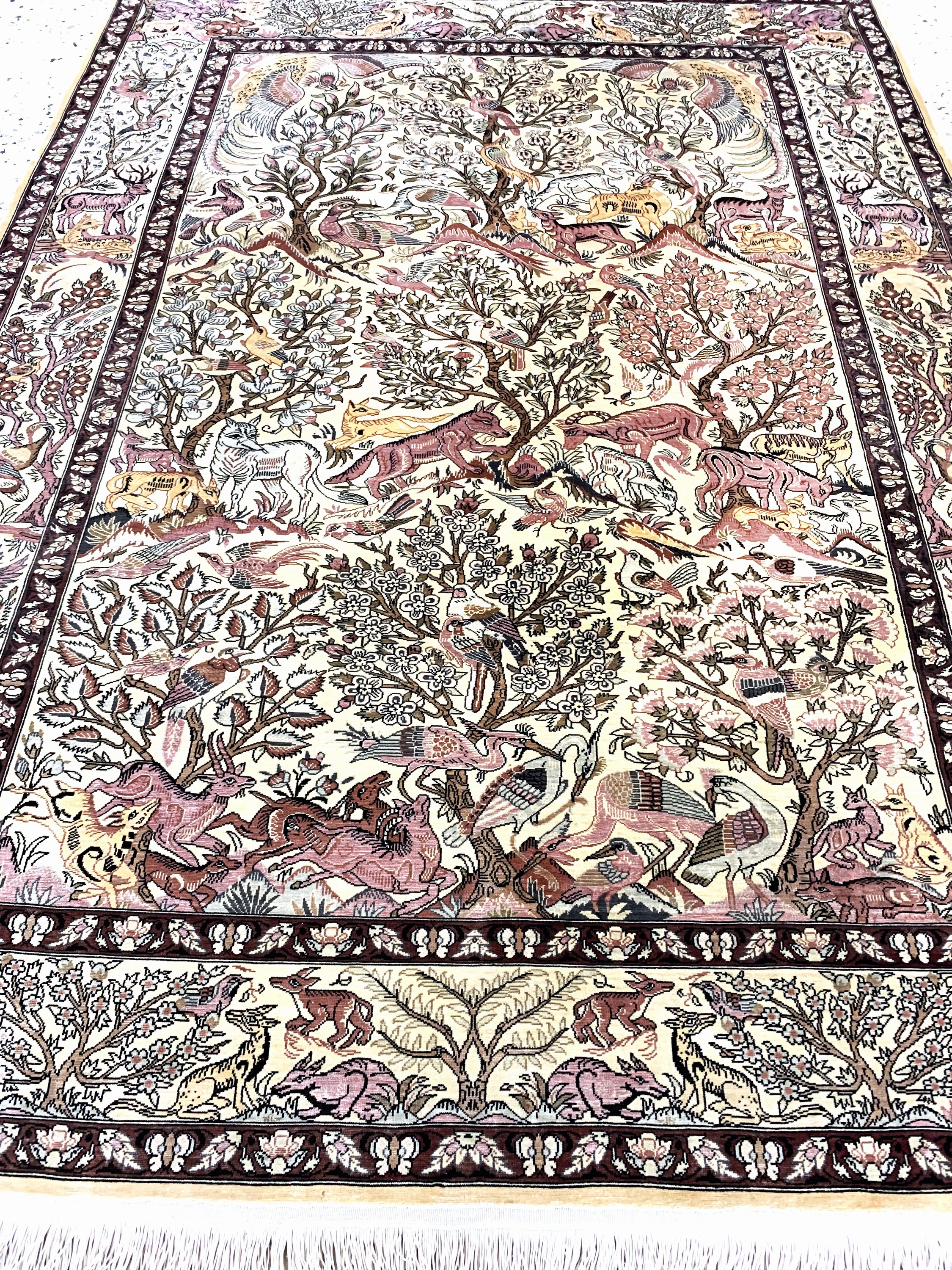 Detail h: Hereke Seide fein signiert, Türkei, Mitte 20.Jhd, reine Naturseide, ca. 140 x 102 cm, ca. 1,0 Mio. Kn/qm, EHZ: 1-2