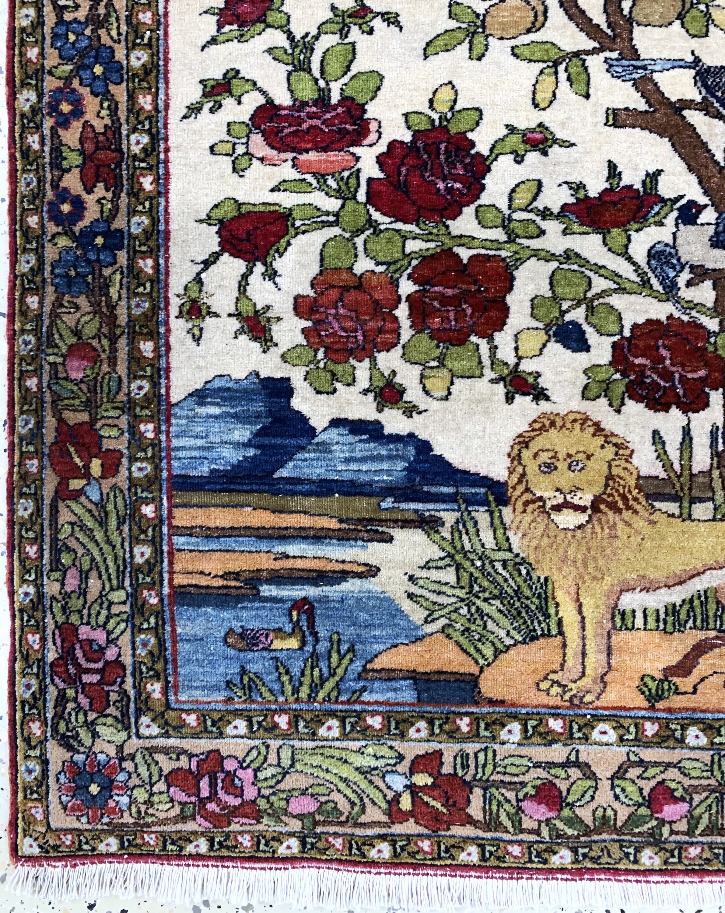 Detail c: Esfahan antik, Persien, um 1900, Wolle auf Baumwolle, ca. 120 x 103 cm, EHZ: 2-3