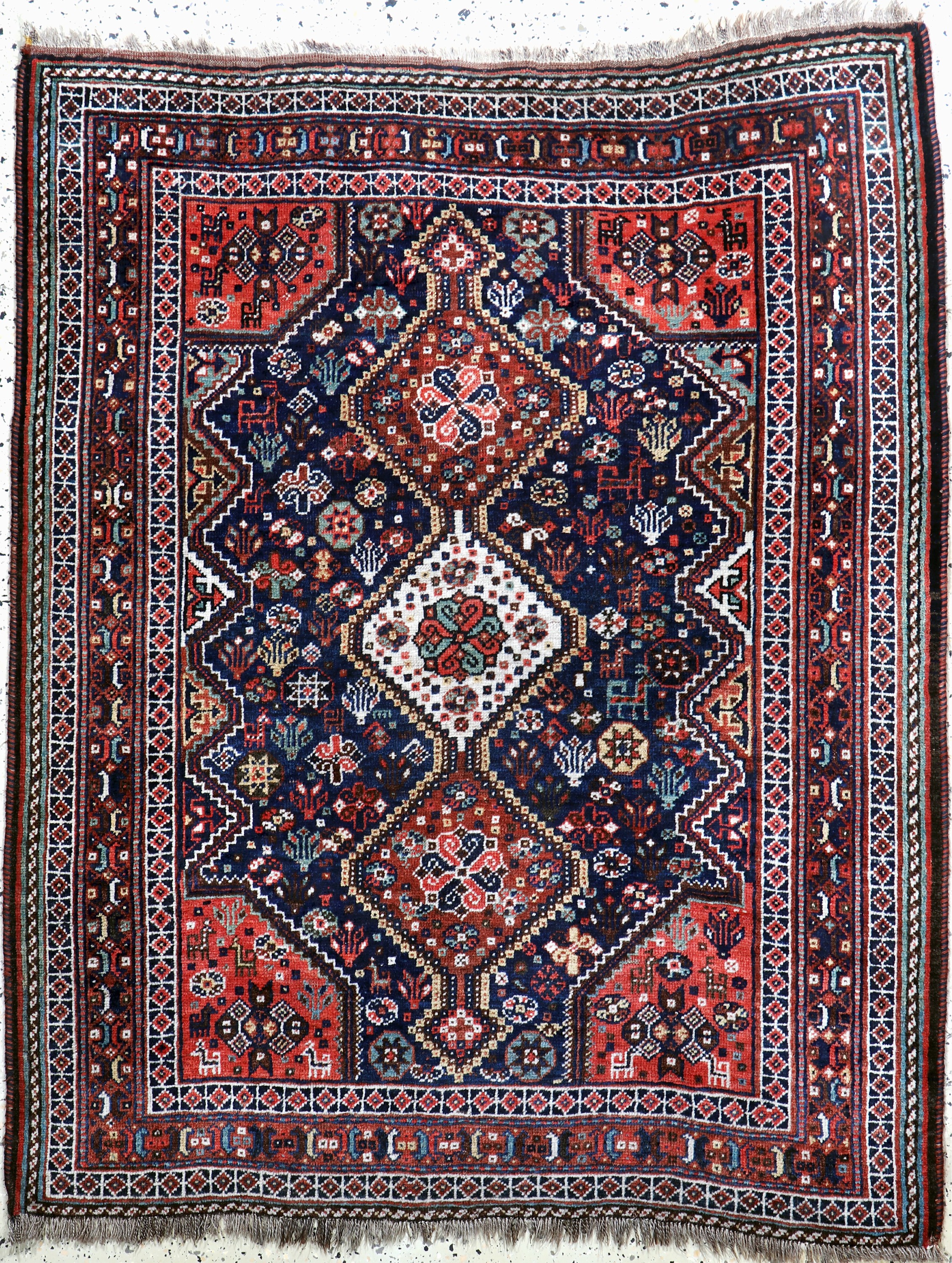 Ghaschgai alt, Persien, Anfang 20.Jhd, Wolle auf Wolle, ca. 155 x 122 cm, EHZ: 2-3