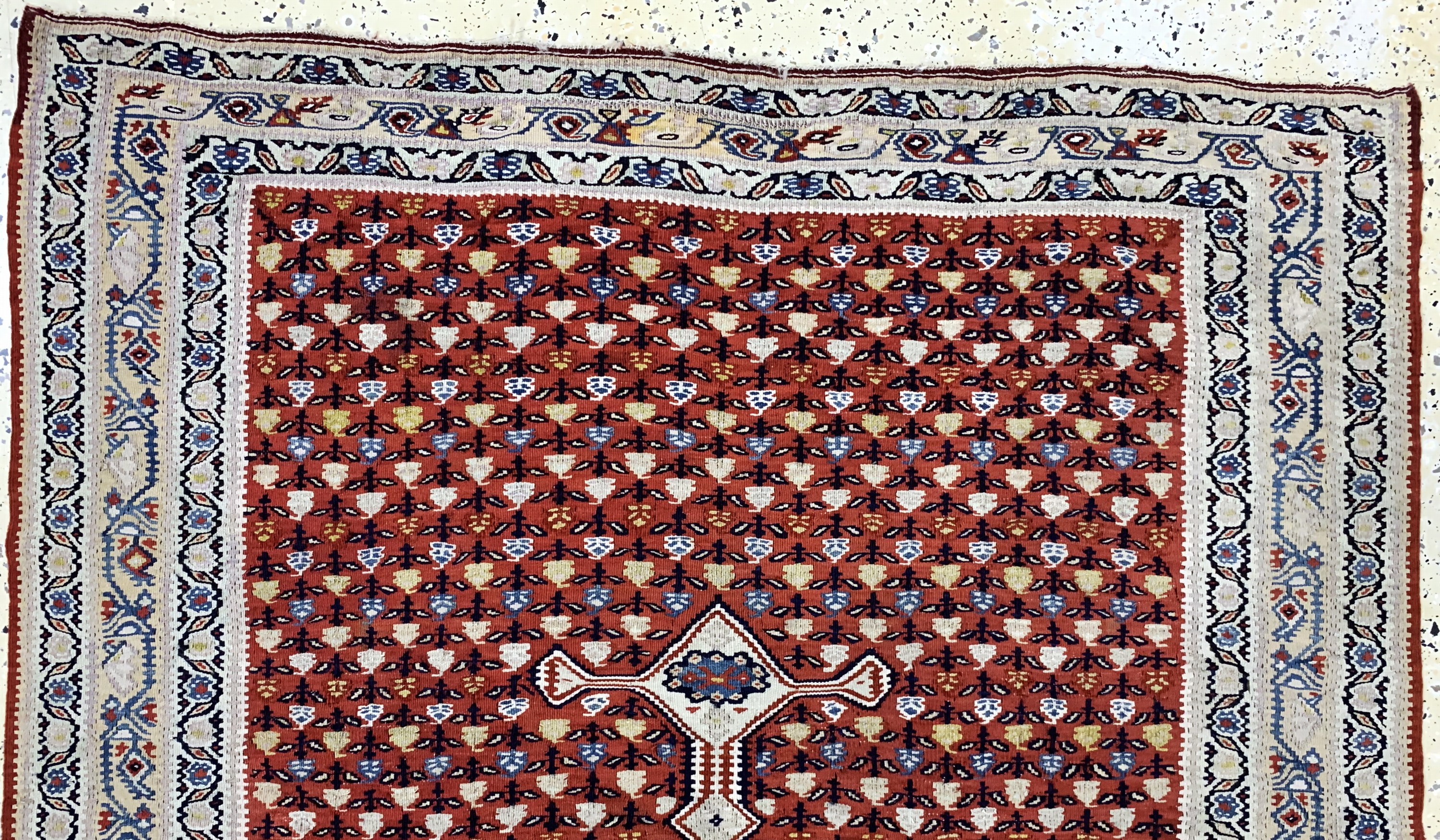 Detail a: Senneh Kelim, Persien, Anfang 20.Jhd, Wolleauf Wolle, ca. 180 x 125 cm, EHZ: 2